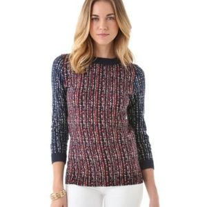 Tory Burch Tweed Print Hutton Crewneck Sweater